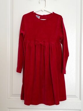 OshKosh B'gosh Girls Red Velour Dress Sz 6X Long Sleeve Holiday Christmas Vtg